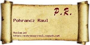 Pohrancz Raul névjegykártya